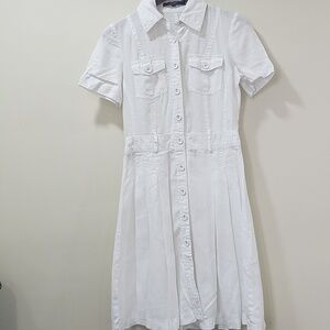 Hallhuber basic 100 % Leinen  Elegant White Button-Up Dress